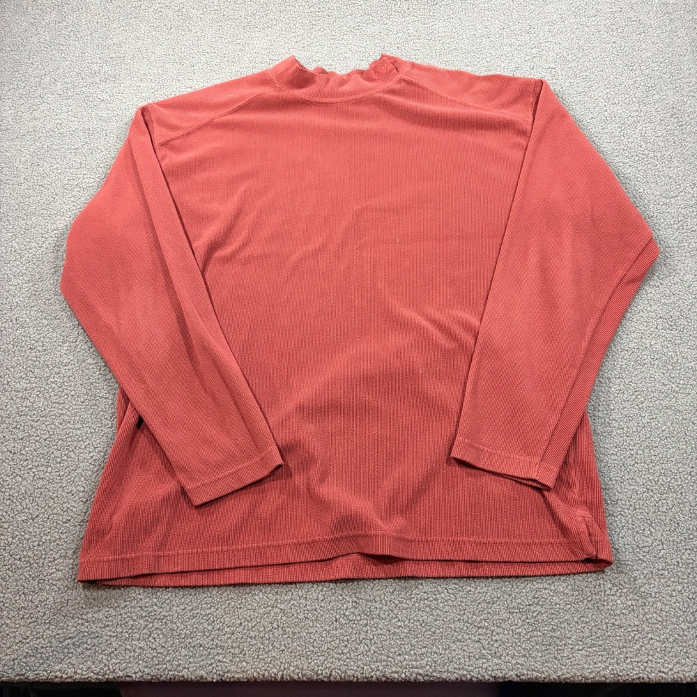 Columbia Pullover Mens XL Red AM2535 Waffle Knit Mock Neck Long Sleeve Shirt